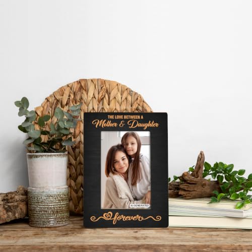 Mother Daughter Photo Frame Gift, Beautiful Mom Birthday Gifts, Christmas Gifts, The Love Between A Mother & Daughter is Forever Photo Frames, Farmhouse Wooden Picture Frame Gift C1 - color: BlackC
