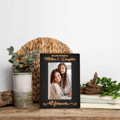 Mother Daughter Photo Frame Gift, Beautiful Mom Birthday Gifts, Christmas Gifts, The Love Between A Mother & Daughter is Forever Photo Frames, Farmhouse Wooden Picture Frame Gift C1 - color: BlackC