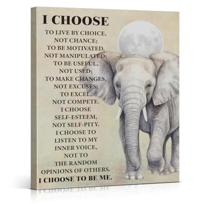 Inspirational Elephant Canvas Wall Art Motivational Quote Poster Wall Decor - color: Elephant