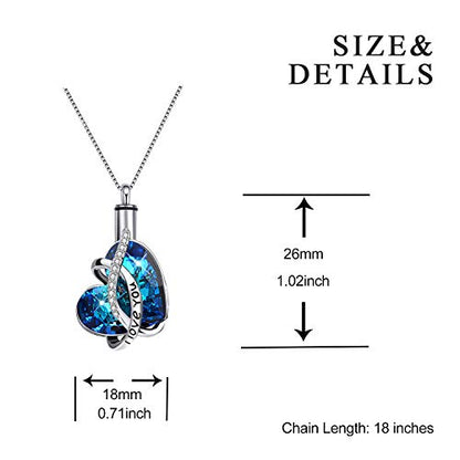 AOBOCO Heart URN Necklace S925 Sterling Silver Cremation Necklaces for Ashes Embellished with Crystals from Austria, Fine Keepsake Memorial Jewelry (Package including a Necklace/Pin/Funnel) - style: A3 I love you - Unique