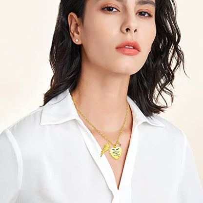 Dletay Heart Urn Necklace for Ashes with 12 Birthstones Cremation Jewelry for Ashes -Your Wings Were Ready My Heart Was Not - color: Your wings-Gold