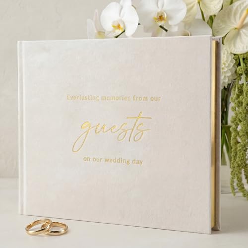 Beautiful Wedding Guest Book for Your Wedding Reception - Velvet Guestbook - color: Beige