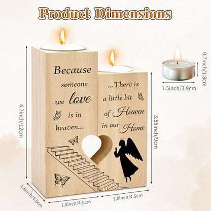 Memorial Candle Sympathy Gifts for Loss of Loved One Mother Father Celebration of Life Decorations Condolences Bereavement Funeral Comfort Gifts for Grieving Friends Women Heart Shaped Candle Holders