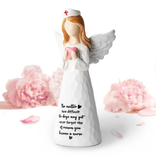 Angel Nurses Figurine for Women, Gifts for Nurse Women, 5.9" Resin Figurine Gift for Nursing Students, Graduates & Healthcare Professionals, Hand-Painted Statues, Birthday Mother's Day - color: White Nurse
