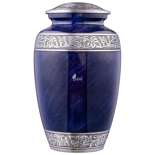 Cloud Purple Aluminum Cremation Urn for Human Ashes - Adult 200 lbs Capacity, Threaded Lid Metal Funeral Urn - Decorative Memorial Container for Burial or Niche, Secure & Lightweight Casket Box - color: Classic Blue-clouds