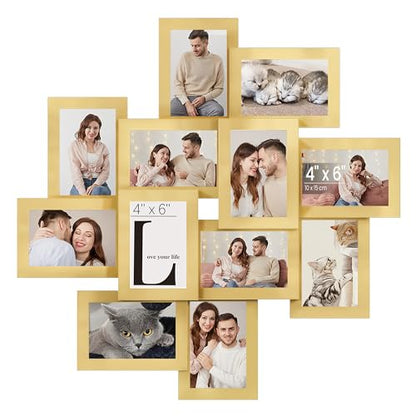 SONGMICS 12-Pack 4 x 6 Collage Picture Frames with Glass Front - color: Pale Gold, size: 12 Pack