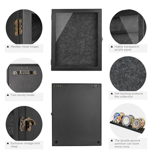 AW BRIDAL Black Shadow Box with Shelves 11x14in, Medal Frame Display Case - color: Black, size: 11x14 in