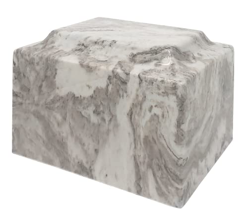 Cashmere Classic Cultured Marble by Mackenzie Vault for Silverlight Urns, Dark Gray Cremation Urn for Ashes, Adult Sized, Ground Burial, Home Memorial, and Funeral Service - color: Cashmere