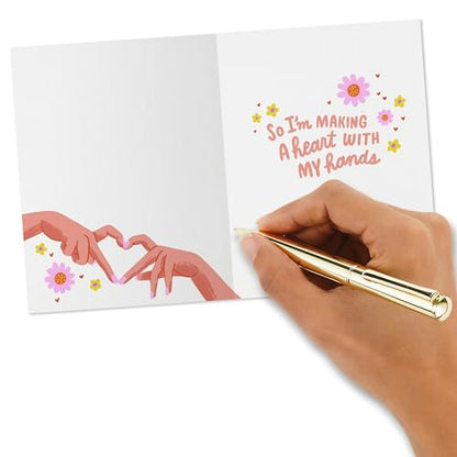 Hallmark Good Mail Love Card for Friendship (Heart Hands) | For Birthday, Thinking of You, Valentines Day, Flower Design, Coordinating Envelope Included, Card Measures 4.4 X 5.8 in - style: Heart Hands