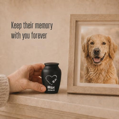 Personalized Cremation Keepsake Pet Ashes Mini Urn Waterproof with Airtight with Airtight Closure Customized Text Engraving Vase Container Memorial Dog (You Left paw Prints on My Heart)