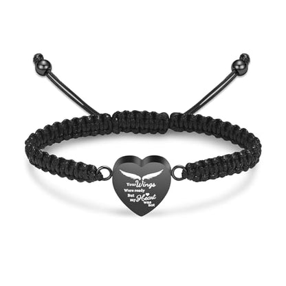 Imrsanl Heart Cremation Bracelet for Ashes Memorial Urn Jewelry - color: Rope-Black