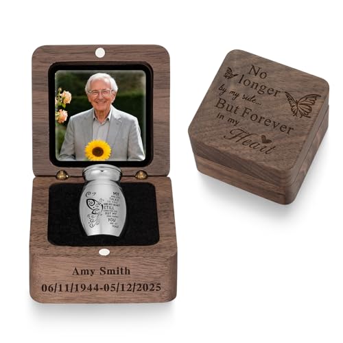 SOITIS Engraving Small Urns for Human Ashes Keepsake 1.2 Inches Stainless Steel Mini Urns for Ash Square Box Tiny Cremation Urns for Women Men Funeral Keepsake Urn - color: Square Box A-custom