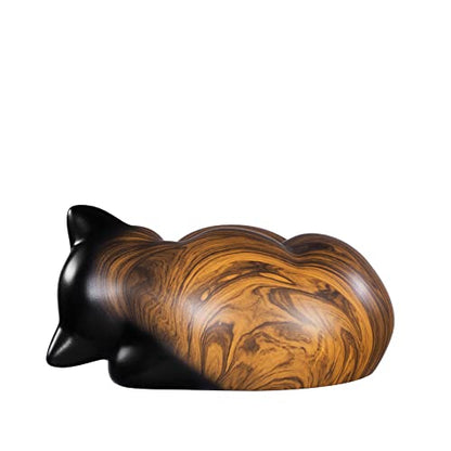 Pet Urns,Sleeping Resin Cremation Cat Urn, Cat Urns for Ashes, Small Animal Urn （Brown）… - color: Brown