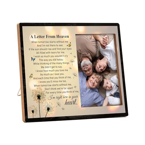 Memorial Pictures Frame, A Letter From Heaven Photo Frame, Sympathy Gifts For Loss Of Loved One, Farmhouse Home Living Room Bedroom Decoration -b31