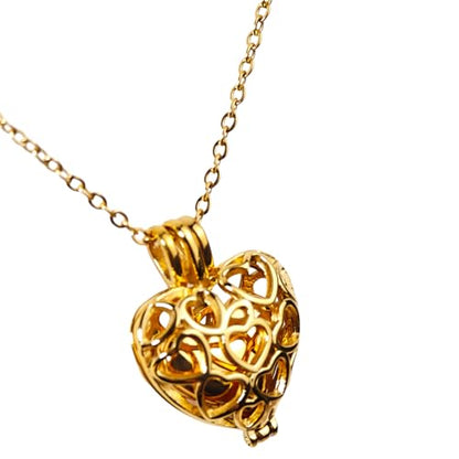 Paw Print Heart Pet Ashes Memorial Necklace with Mini Inner Box-B-Gold ﻿ | Pet Cremation Jewelry for Ashes, Cremation Urn Jewelry to Hold Dog & Cat Ashes Pendant with Box Filling Tools - color: B-Gold