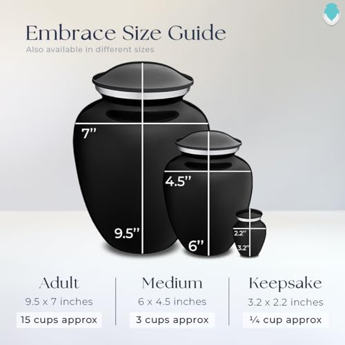 Geturns Embrace Adult Custom Butterfly Cremation Urns for Human Ashes I Black Large Funeral Urn for Female and Male I 200 lbs - color: Black