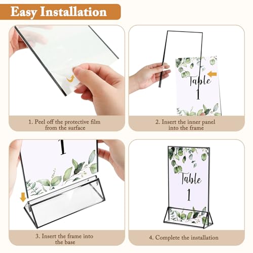 6 Pack 5x7 Inch Clear Acrylic Sign Holders, Double-Sided Black Display Stand Picture Frames for Table Numbers, Menus, Flyers, Weddings, and Offices - color: Black, size: 5" x 7"- 6 Pack