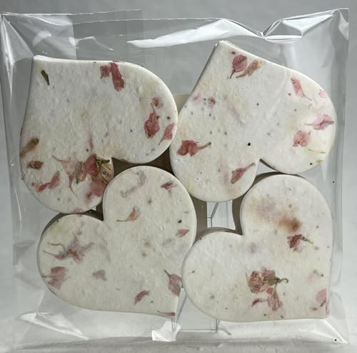Of The Earth Handmade Paper - Wildflower Seed Paper Large Hearts - Recycled Flower Petals - Bulk Set of 100 (24s Pink Petal) - color: 24s Pink Petal
