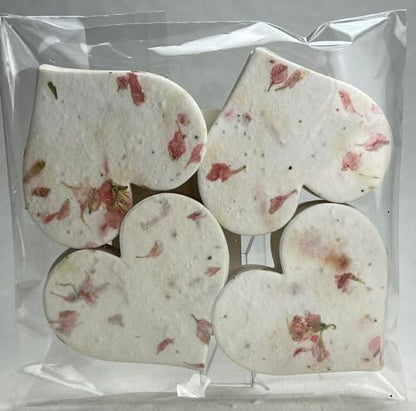 Of The Earth Handmade Paper - Wildflower Seed Paper Large Hearts - Recycled Flower Petals - Bulk Set of 100 (24s Pink Petal) - color: 24s Pink Petal