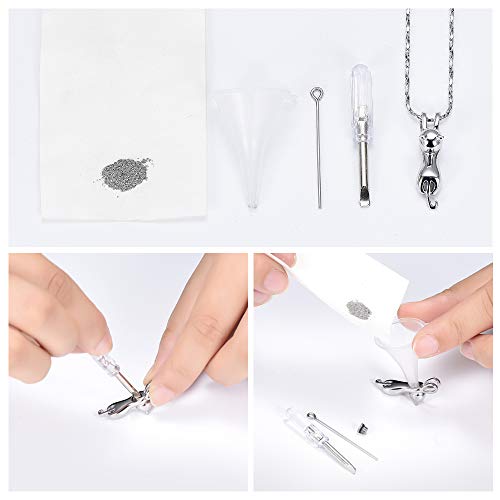 Imrsanl Pet Cremation Jewelry for Ashes Cat Urn Necklace - color: Silver