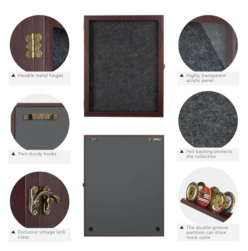 AW Bridal Burgundy Shadow Box with Shelves 11x14, Medal Frame Display Case - color: Burgundy, size: 11x14 in