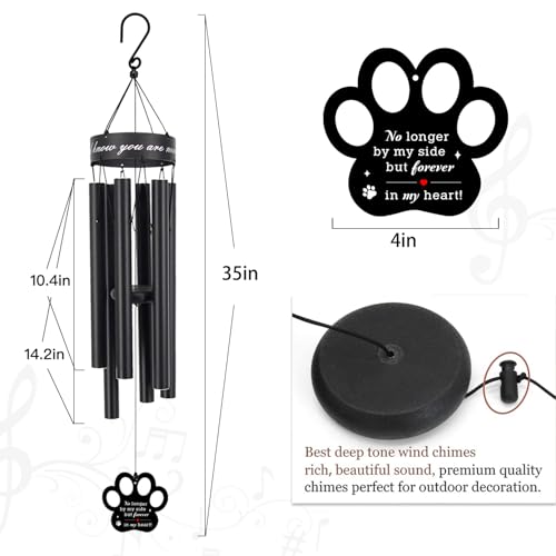 Pet Memorial Wind Chime, 30 Inches Paw Print Pet Remembrance Gift - color: No Longer