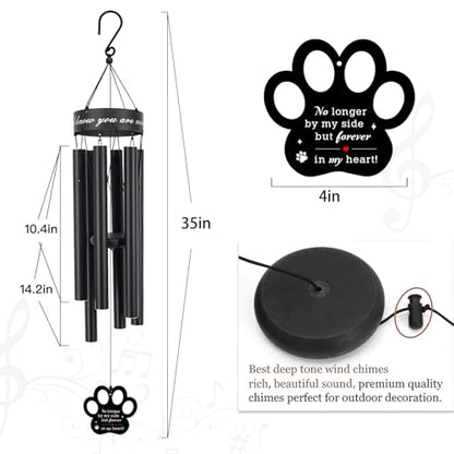 Pet Memorial Wind Chime, 30 Inches Paw Print Pet Remembrance Gift - color: No Longer