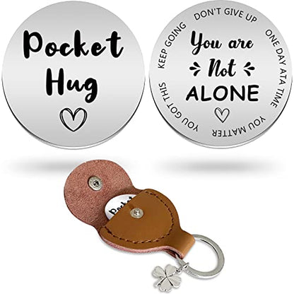 Advivio Pocket Hug Stainless Steel Memorial Token Double Sided Engraved Keychain Long Distance Relationship Keepsake Gift - color: You Are Not Alone