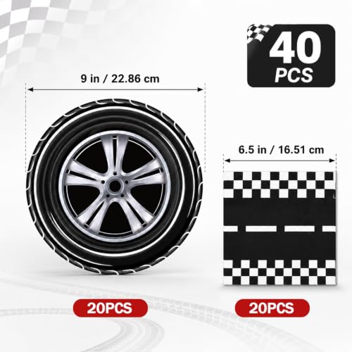 40 Pcs Race Car Plates and Napkins Set, Large 9 Inch Party Plates - color: Race Car