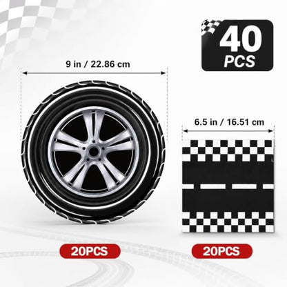 40 Pcs Race Car Plates and Napkins Set, Large 9 Inch Party Plates - color: Race Car