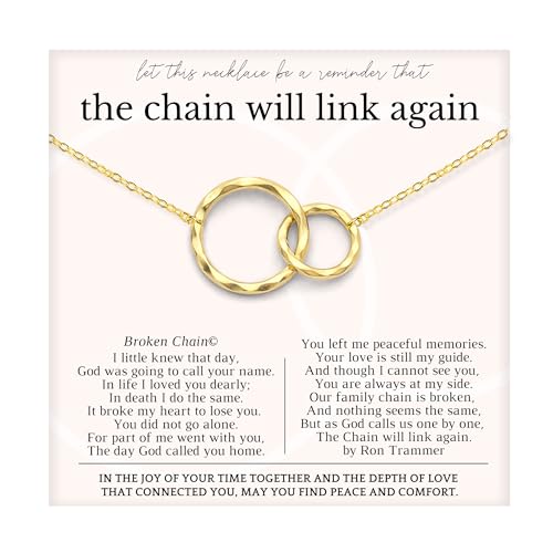 HOPE LOVE SHINE Sympathy Gift for Loss of Loved One - Remembrance, Bereavement, Memorial Necklace, Jewelry 16+2", 14k Gold Plated Sterling Silver - color: 14K Gold Vermeil, style: CHAIN WIL LINK AGAIN POEM