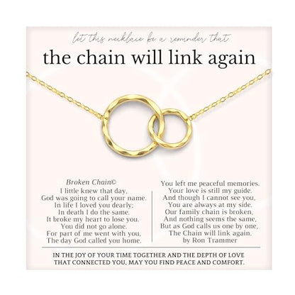 HOPE LOVE SHINE Sympathy Gift for Loss of Loved One - Remembrance, Bereavement, Memorial Necklace, Jewelry 16+2", 14k Gold Plated Sterling Silver - color: 14K Gold Vermeil, style: CHAIN WIL LINK AGAIN POEM