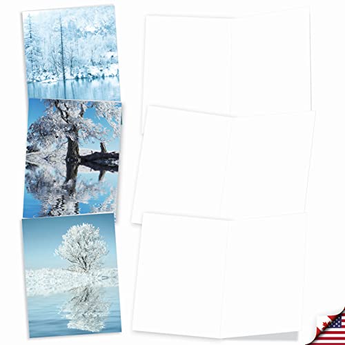 The Best Card Company - Box of 10 All Occasion Cards Blank (4 x 5.12 Inch) - Scenic Landscape Cards Assorted - Tree-flections AM6134OCB-B1x10-NB - style: Tree-flections