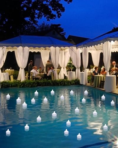12 Pack Flameless Outdoor Waterproof LED Floating Tea Lights - color: Floating Tea Lights White Flickering