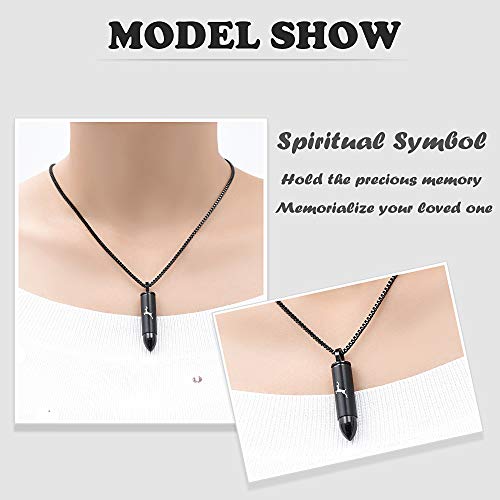 XSMZB Deer Bullet Cremation Jewelry Urn Necklace for Ashes Human Pet Bullet Ashes Keepsake Pendant Funeral Memorial Jewelry Gift - color: Black