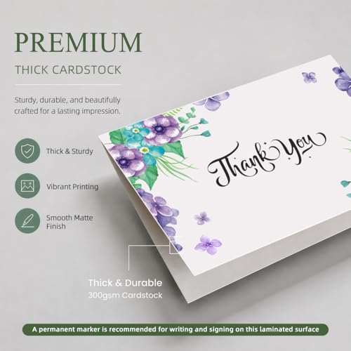 28 Pack Funeral Thank You Cards with Envelopes & Stickers, 6x8 Inches Foldable, Sympathy Bereavement Notes with Message Inside, Suitable for Memorial Services (Style 1)