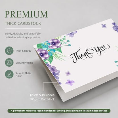 28 Pack Funeral Thank You Cards with Envelopes & Stickers, 6x8 Inches Foldable, Sympathy Bereavement Notes with Message Inside, Suitable for Memorial Services (Style 1)