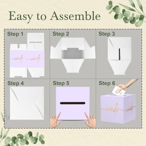 Light Purple Card Box with Gold Foil Design, Paperboard 8.7" Gift Card Holder for Wedding Graduation Birthday Party Reception Retirement Anniversary Bridal & Baby Shower - color: Light Purple Card Box with Gold Foil, size: 8.7×8.7×8.7Inch(1 Pack)