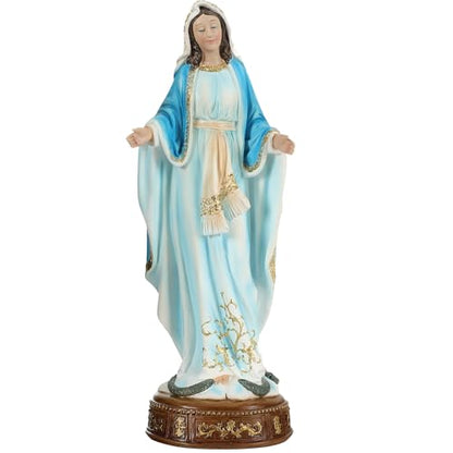 12-Inch Virgin Mary Statue, Catholic Our Lady of Grace - color: White+blue