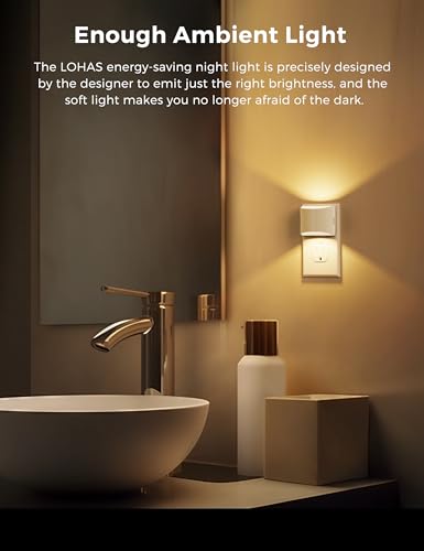 L LOHAS LED Night Lights Plug into Wall, Dimmable Night Light 2 Pack | Plug in Night Light with 3 Level Brightness, 3000K Soft White, White Housing - color: White