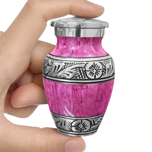 Classic Watercolor Purple Small Keepsake Urn for Human Ashes – Elegant Cremation Urn for Man or Woman, Handcrafted Aluminum Design - color: Purple, size: Small