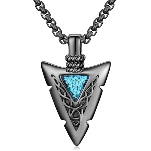 Arrowhead Necklace 925 Sterling Silver Arrow Pendant Necklace Jewelry Gifts for Men Women Lover - color: Black-A04