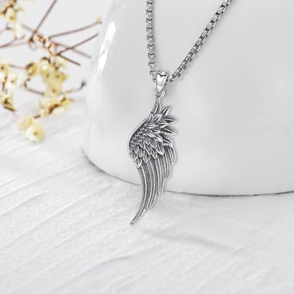 Angel Wings Necklace 925 Sterling Silver Guardian Angel Nurse RN Caduceus Pendant Charm Crystal Angel Jewelry Gifts for Women - style: A-Angel Wing