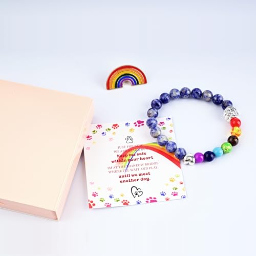 Pet Memorial Gifts,Rainbow Bridge Bracelet for Beloved Pets,Cat Memorial Gifts for Loss of Cat, Dog Passing Away Remembrance Sympathy Gift