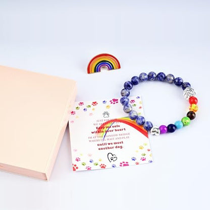 Pet Memorial Gifts,Rainbow Bridge Bracelet for Beloved Pets,Cat Memorial Gifts for Loss of Cat, Dog Passing Away Remembrance Sympathy Gift