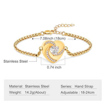 Imrsanl Heart Urn Bracelet for Ashes for Women Inlaid Crystal Ajustable Link Bracelets Cremation Jewelry Keepsake Loved Ones Memorial Ashes Holder - color: Gold-White