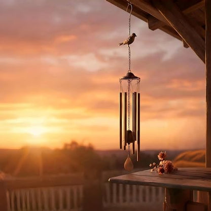 Bird Wind Chimes for Outside, 29.5-Inch Metal Memorial Sympathy Garden Gift
