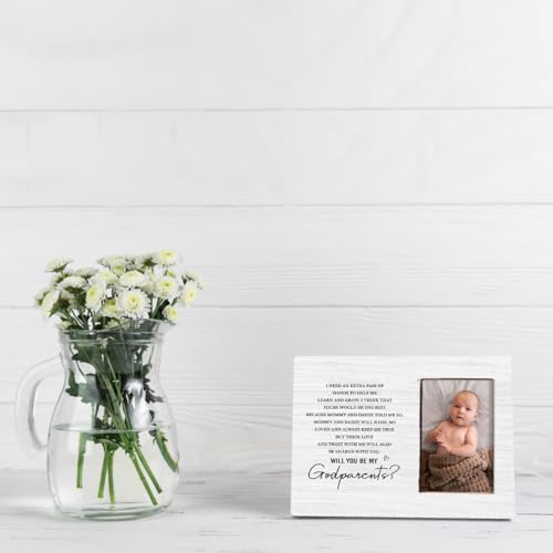 Godparents Proposal Gift, Picture Frame Gifts for New Godparents Announcement, Godparents to Be Gift, Will You Be My Godparents Wood Picture Frame for Tabletop Display, Holds 4x6 Inches Photo - color: Godparents Proposal Gift