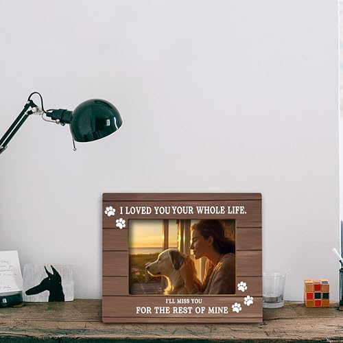 FONDCANYON Pet Cat Dog Memorial Picture Photo Frame, Cat Dog Sympathy Gifts, I'll Miss You for the Rest of Mine Memory Picture Frames, Bereavement Sympathy Gifts for Loss of Pet (5x7 Inch Photo)