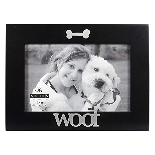 Malden International Designs Black Wood Expression Picture Frame, Woof, 4x6, Black - style: Woof